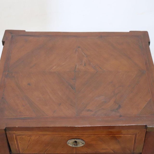 Brown Antique Walnut Nightstand with Two Drawers, 1700s For Sale - Image 8 of 11