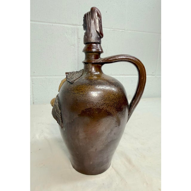 Brown Antique Handmade Figural Calvados French Stoneware Pottery Decanter Flask For Sale - Image 8 of 15