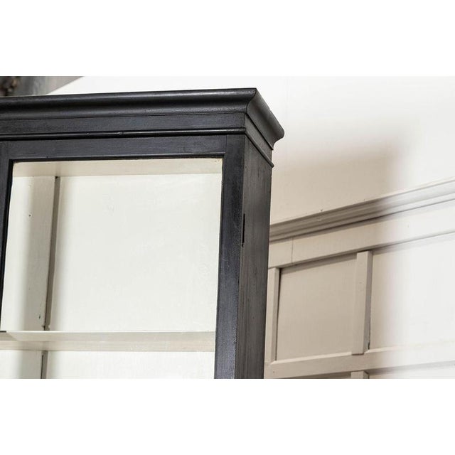 Large 19th Century English Ebonised Pine Glazed Display Cabinet, 1890 For Sale - Image 12 of 18