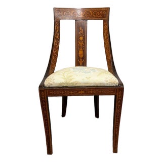 Antique Style Biedermeier Inlaid Gondola Side Chair For Sale