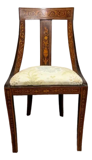 Antique Style Biedermeier Inlaid Gondola Side Chair