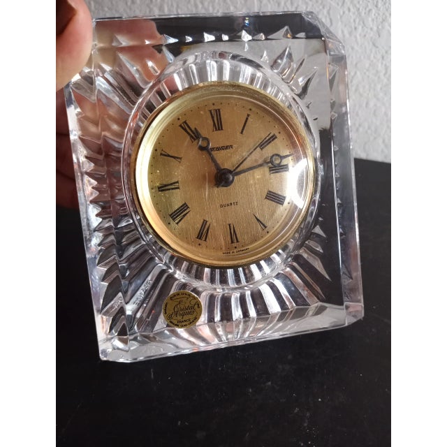 Cristal d' Arques 1980s Cristal D Arques France Mantle Quartz Clock For Sale - Image 4 of 8