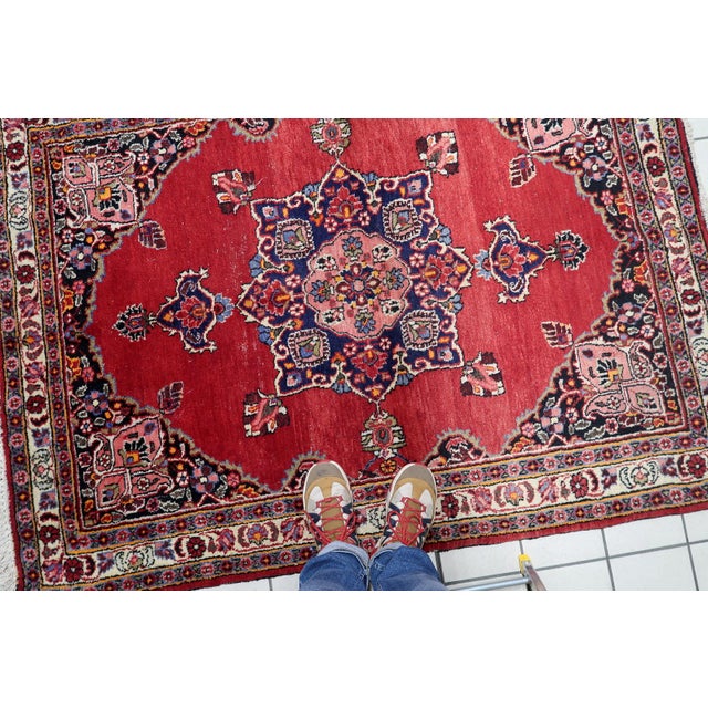 1920s, Antique Persian Kazvin Handmade Rug 4.4' X 5.9' For Sale In New York - Image 6 of 14