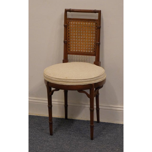 Hickory Furniture Hickory Furniture Asian Inspired Faux Bamboo Cane Back Side Chair W. Round Seat For Sale - Image 4 of 9