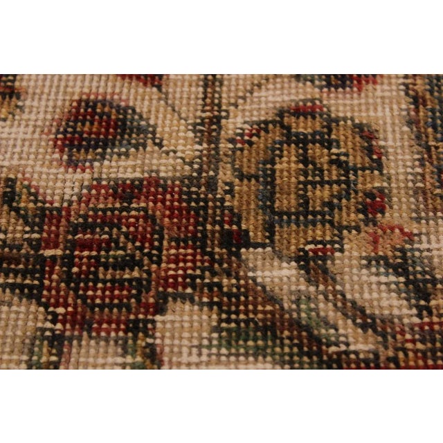 1980s 1990s Vintage Distressed Ivory & Red Wool Rug - 8'3 X 11'1 For Sale - Image 4 of 8