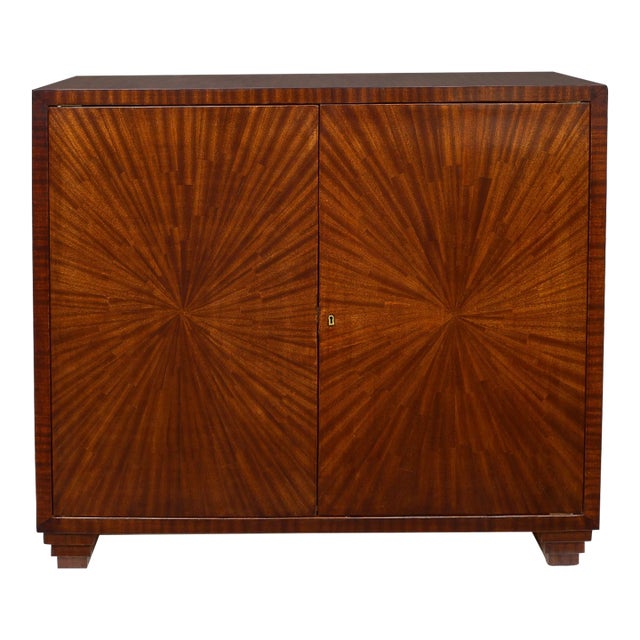 Exquisite Parquetry Cabinet With Starburst Pattern For Sale