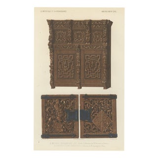 Dutch Carved Cabinet and Credence Doors, 1851, Paper For Sale