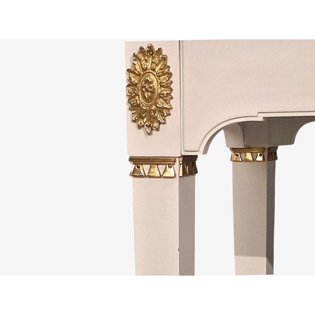 Maison Jansen Style, Console Table, White Painted Wood, Mirror, France, 1970s For Sale - Image 12 of 16