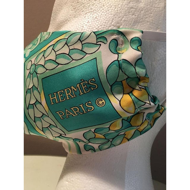 Textile Handmade Vintage Hermes Scala Silk Scarf Face Mask For Sale - Image 7 of 10