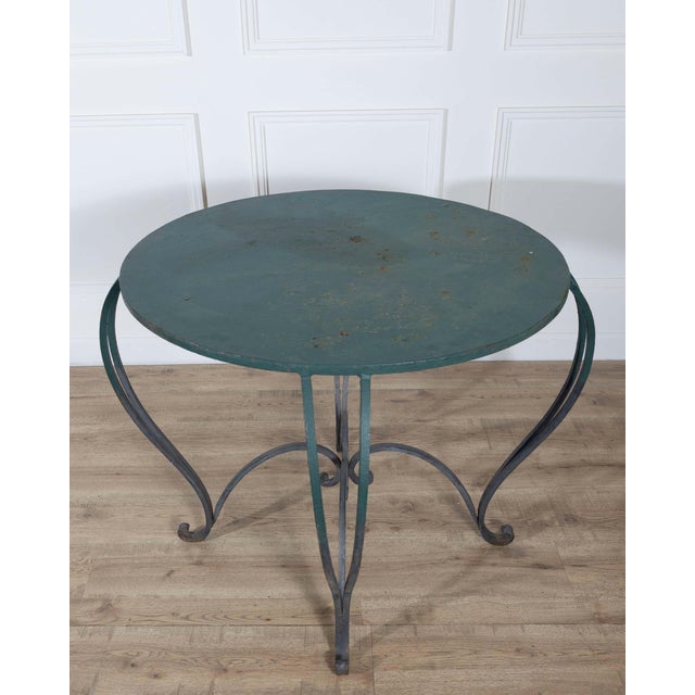 Pair of Late 19th / Early 20th-Century Lacquered Iron Round Tables For Sale - Image 11 of 11
