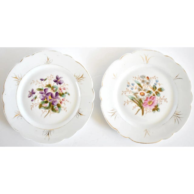 19th Century Victorian Floral Dessert Plates- a Pair For Sale - Image 9 of 9