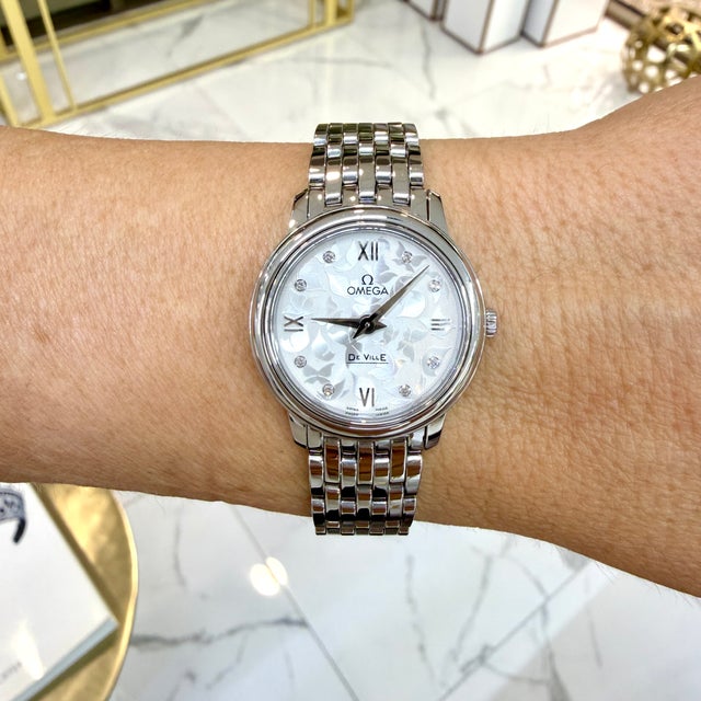 Ladies Omega De Ville Prestige 32.7mm 42410336052001 Butterfly Dial Steel Watch For Sale - Image 10 of 10