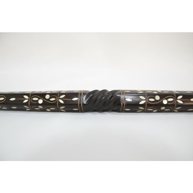 Wood Crescent Moon & Star Inlaid Wood Mother of Pearl Cane Walking Stick For Sale - Image 7 of 12