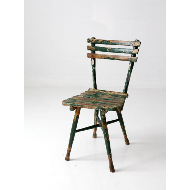Antique Green Painted Rustic Adirondack Chair For Sale - Image 6 of 17