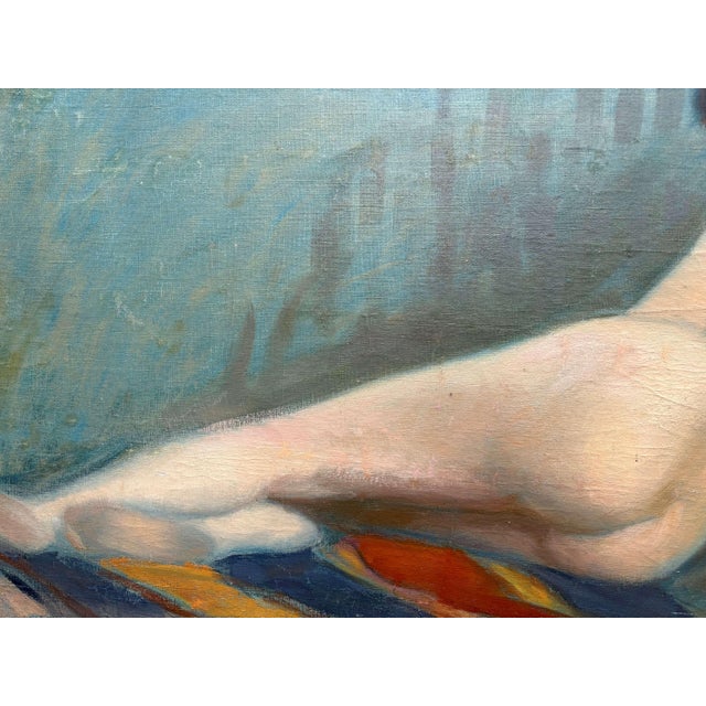 Elongated Female Nude, Early 20th Century, Oil Painting on Canvas For Sale - Image 6 of 11