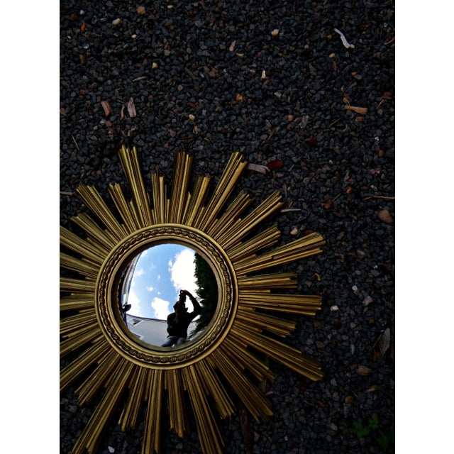 Mid-Century Modern Mid-Century Golden Brass Witch Eye Sunburst Mirror, 1960s For Sale - Image 3 of 14