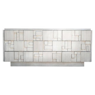 Brutalist 9-Drawer Dresser Credenza by Lane in White Finish For Sale