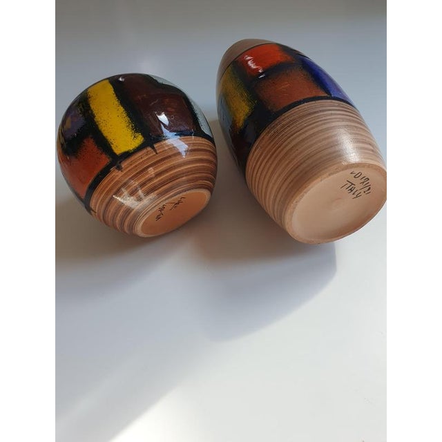 Mid-Century Black, Blue, Orange and Yellow Vetrata Vases and Bowls by Aldo Londi for Bitossi, Italy, Set of 16 For Sale - Image 6 of 18