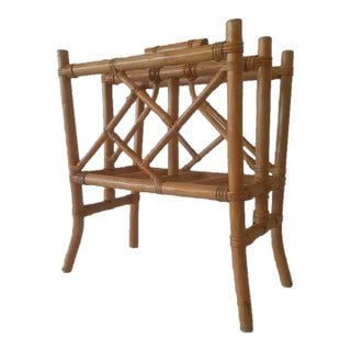 1950s Chippendale Bamboo Magazine Rack For Sale