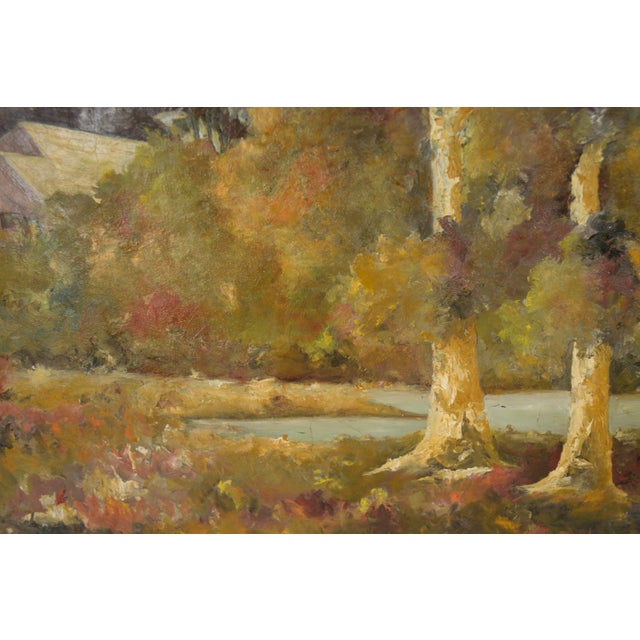 House in the Woods, 1964 - Original Oil Painting on Masonite For Sale - Image 4 of 7