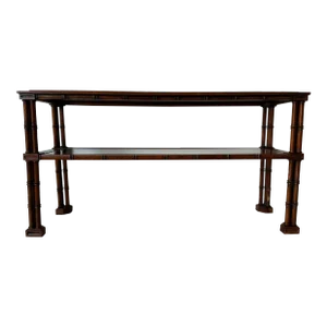 Palm Beach Hollywood Regency -Style Faux Bamboo Two - Tier Console Table