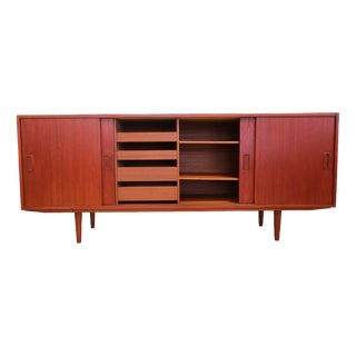 Vintage Danish Teak Sideboard with Sliding Doors, 1960 For Sale