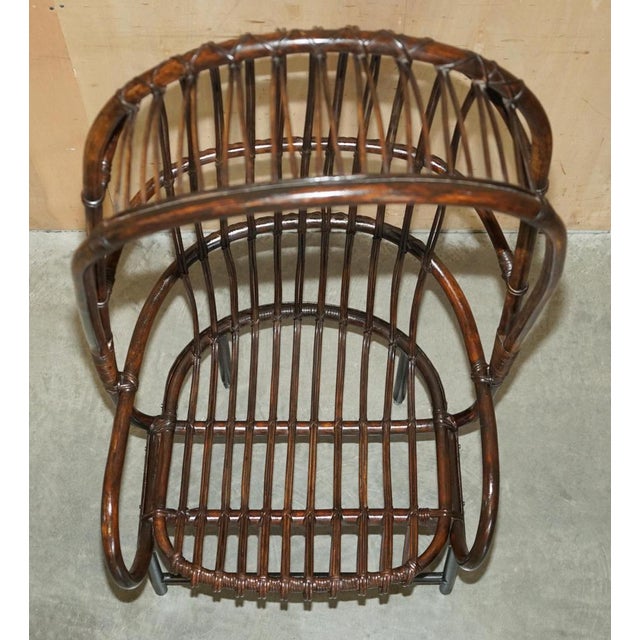 French Bamboo Steel Base Porters Wingback Armchair For Sale - Image 17 of 18