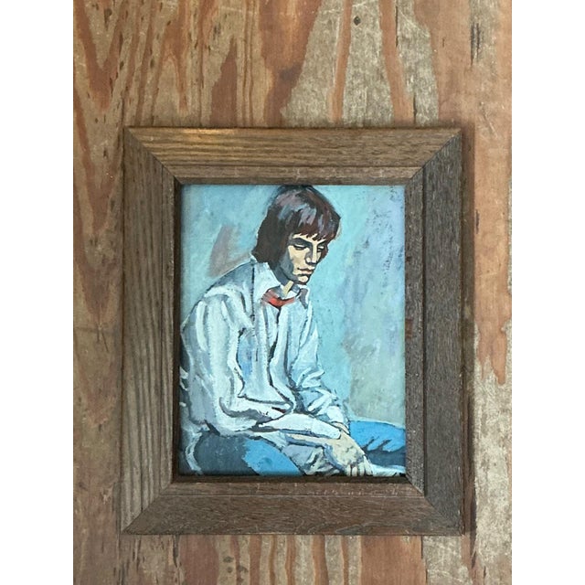 Vintage 1970s Oil Painting of Seated Man For Sale - Image 10 of 11