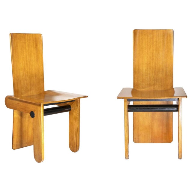 Wood Set of Modernist Chairs by Carlo Scarpa for Gavina, Italy, 1974 For Sale - Image 7 of 7
