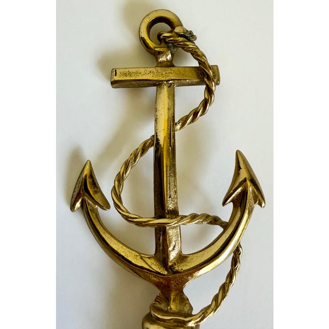 Nautical Vintage Brass Nautical Anchor Lamp Finial With Rope Detail For Sale - Image 3 of 5