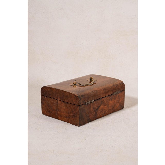 Mid 19th Century Antique English Burl Wood Sewing Box With Brass Top Handle For Sale - Image 5 of 5