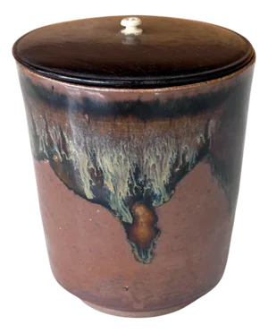 19th Century Japanese Ceramic Takatori Ware Hoso Mizusashi