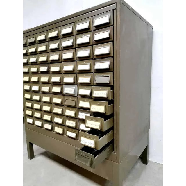 Vintage American Industrial Metal File Cabinet For Sale - Image 3 of 6