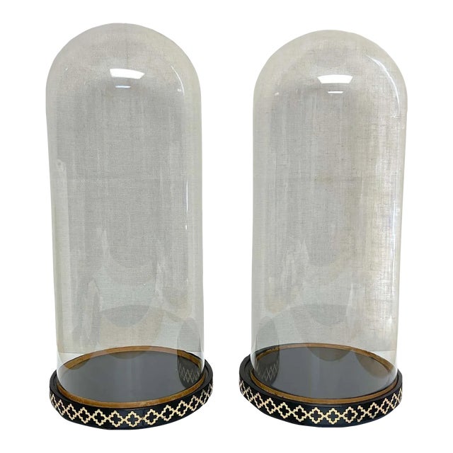 Late 20th Century English Victorian Glass Display Domes/ Cloches with Stands - A Pair For Sale