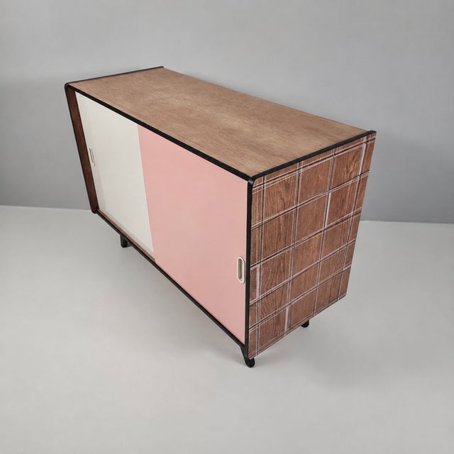 Pink Vintage Pink Commode in Oak, 1960s For Sale - Image 8 of 9