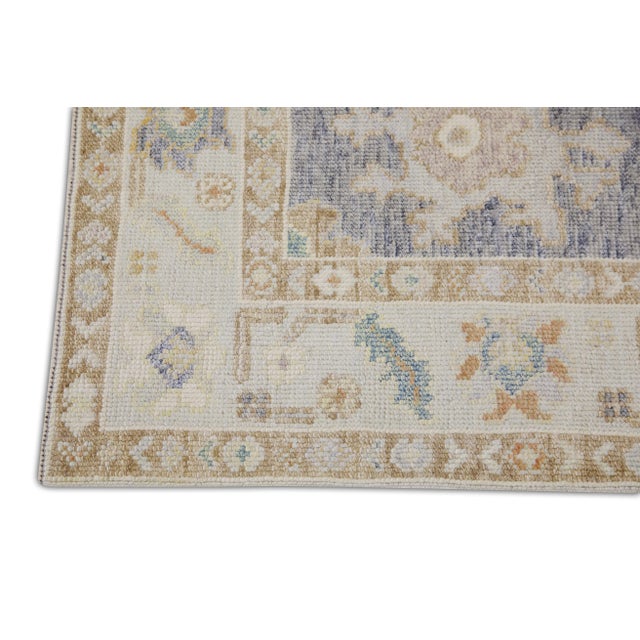 Modern Gray Multicolor Handwoven Turkish Oushak Rug 2'11" X 4'8" For Sale - Image 3 of 6
