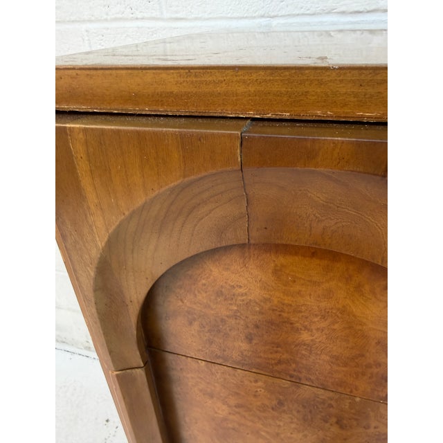 Mid-Century Sculptural Arched Walnut and Burlwood Highboy Dresser by Thomasville For Sale - Image 14 of 17