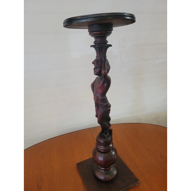 Antique Italian Carved Figural Lady Pedestal Table Roman For Sale In San Diego - Image 6 of 7