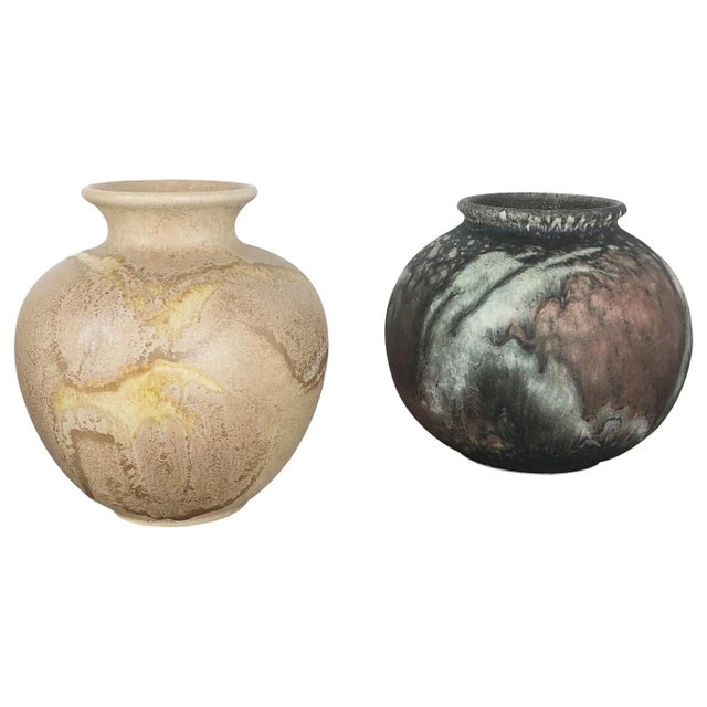 Abstract German Fat Lava Pottery Vases from Ruscha, 1960s, Set of 2 For Sale - Image 17 of 17