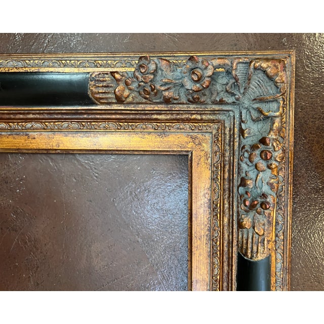 Vintage Baroque Revival Bronze & Black Wood Frame For Sale - Image 11 of 17