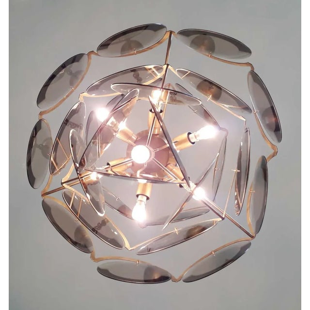 Mid 20th Century Smoked Glass Discs Chandelier by Vistosi For Sale - Image 9 of 10