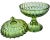 Art Deco Antique Textured Green Crystal Lidded Bowl For Sale - Image 3 of 5