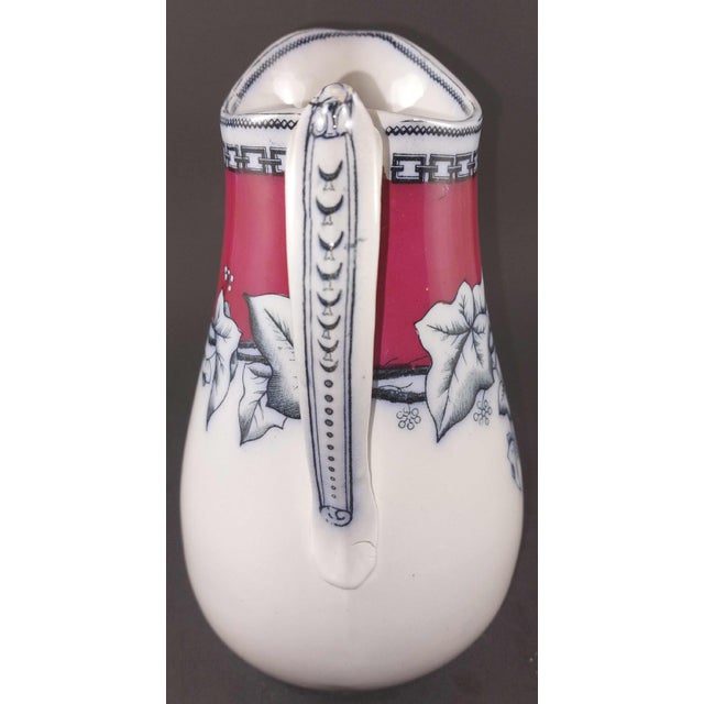 Art Nouveau Uk Circa 1876 - 1880 Ceramic Milk Pitcher Red Black Ivy Attributed to Stephen Clive & Co For Sale - Image 3 of 7