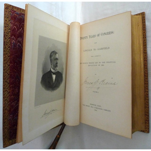Mid 19th Century Illustrated Volume Set, Signed Presentation Copy of James Blaine's Twenty Years of Congress - 2 Books For Sale In San Francisco - Image 6 of 13