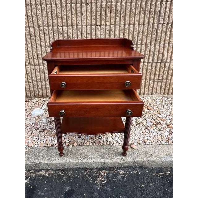 Pair Solid Cherry Willett Furniture Colonial House 2 Drawers Bedside Tables, Circa 1950s For Sale - Image 10 of 12