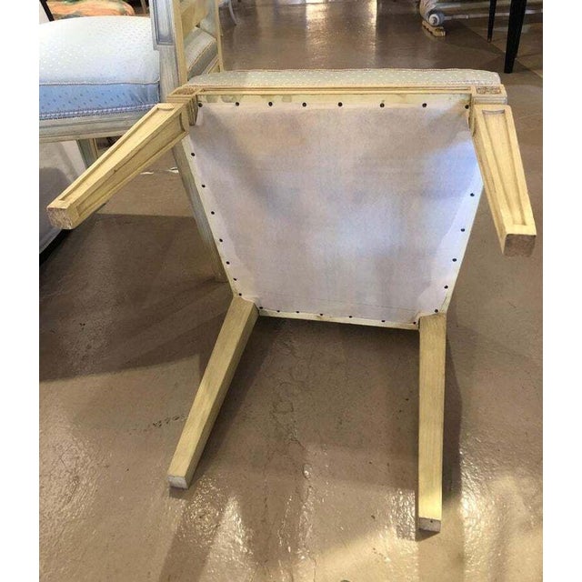 Set of Six Jansen Style Dining, Side Chairs, Faux Linen Painted, New Upholstery For Sale - Image 10 of 12