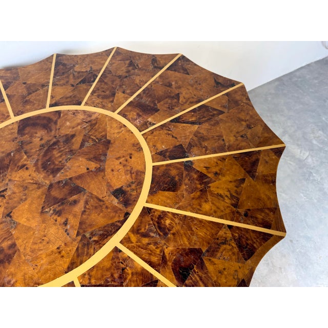 1980’s Vintage Maitland Smith - Style Coastal Tessellated Coconut Shell Top Sculptural DiningAAA Table For Sale In Miami - Image 6 of 12