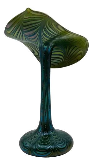 Orient & Flume Iridescent Art Glass Pulled Feather Jack in the Pulpit Vase