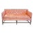 Vintage Peach Silk Damask Upholstered Sofa For Sale