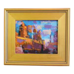 Original Impressionist Southwestern Canyon Oil Painting Including Antiqued Gold Wood Frame